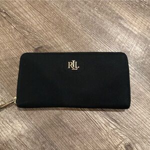 Ralph Lauren Black Nylon Zip Around Long Wallet.Lots of Card Slots & Pocket !!